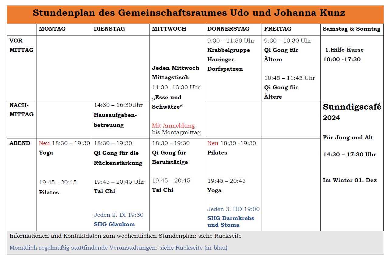 Stundenplan herbst